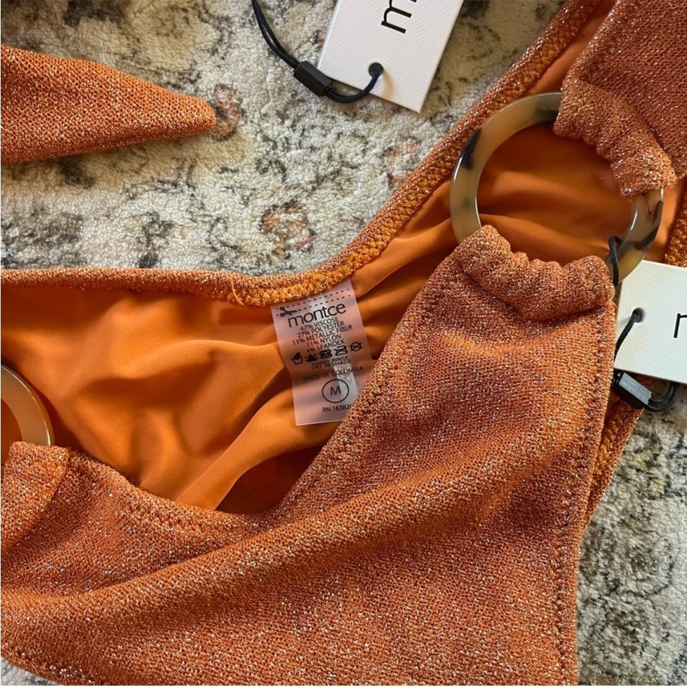 New Montce Swim Bikini Set NWT Terra Sparkle Tori Ties Bandeau Top & Lulu Bottom - Picture 3 of 8